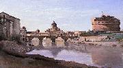 The Bridge and Castel Sant'Angelo with the Cuploa of St. Peter's, Jean-Baptiste-Camille Corot